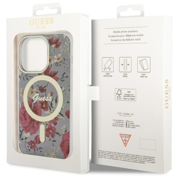 Etui Guess GUHMP14LHCFWSA iPhone 14 Pro 6.1" zielony/khaki hardcase Flower MagSafe Case