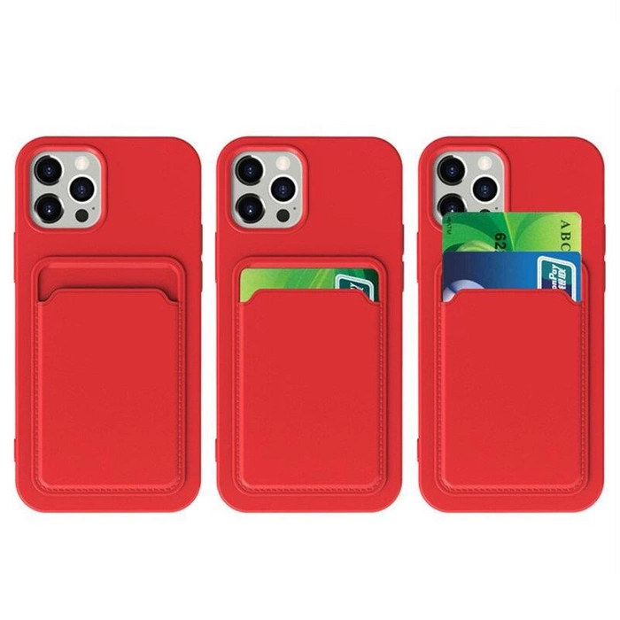 Card Case silikonowe etui portfel z kieszonką na kartę dokumenty do iPhone XS Max czerwony
