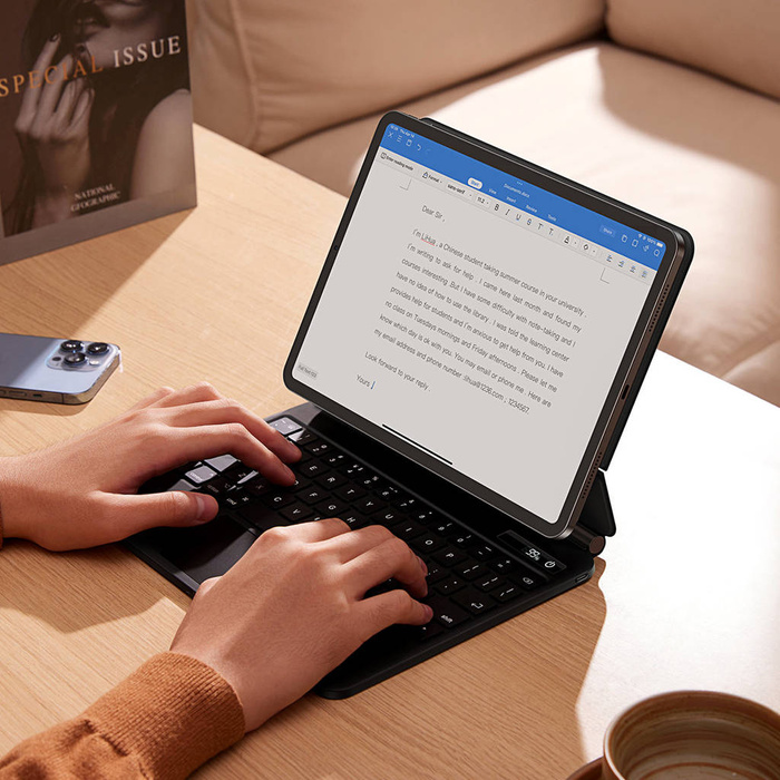 Baseus Brilliance etui z klawiaturą i wbudowanym wyświetlaczem do iPad Pro 11" (2018/2020/2021) / iPad Air 4 10.9" / iPad Air 5 10.9" szary