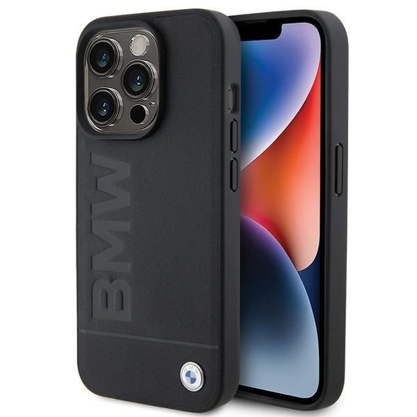 Etui BMW BMHMP15LSLLBK iPhone 15 Pro 6.1" czarny/black MagSafe Leather Hot Stamp Case