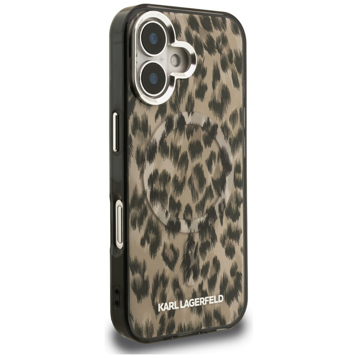 Etui Karl Lagerfeld iPhone 16 IML Leopard Pattern MagSafe Brązowy