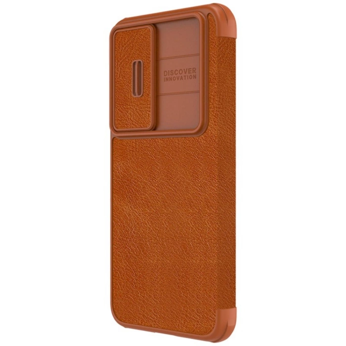 Nillkin Qin Leather Pro Case etui Samsung Galaxy S23 pokrowiec z klapką osłona na aparat brązowe