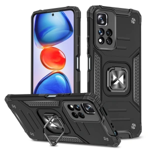 Wozinsky Ring Armor pancerne hybrydowe etui pokrowiec + magnetyczny uchwyt Xiaomi Redmi Note 11 Pro 5G (China) / Redmi Note 11 Pro+ 5G (China) / Mi 11i (India) / Mi 11i HyperCharge /  Poco X4 NFC 5G czarny