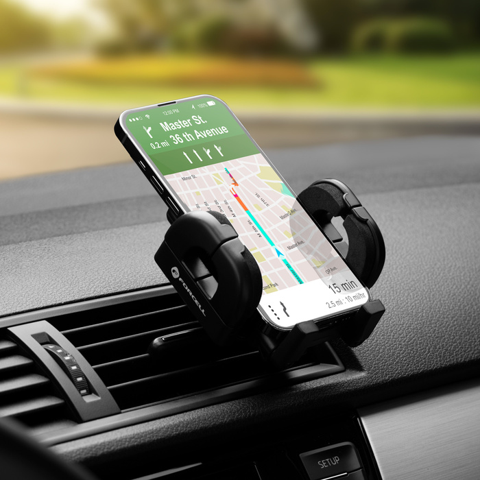 Uchwyt na telefon do samochodu uniwersalny Forcell F-Grip Regular do kratki czarny