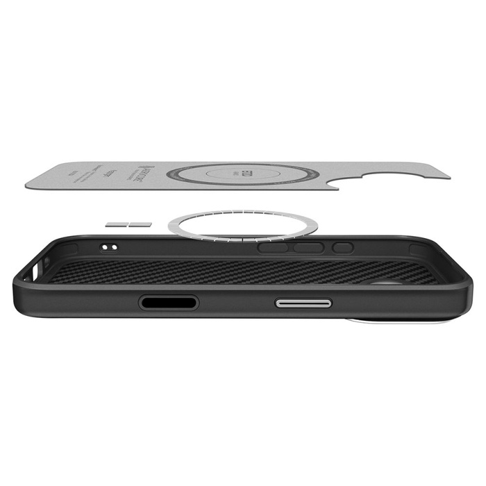 ETUI SPIGEN IPHONE 17 ENZO ARAMID ”T” MAG MAGSAFE BLACK/SILVER