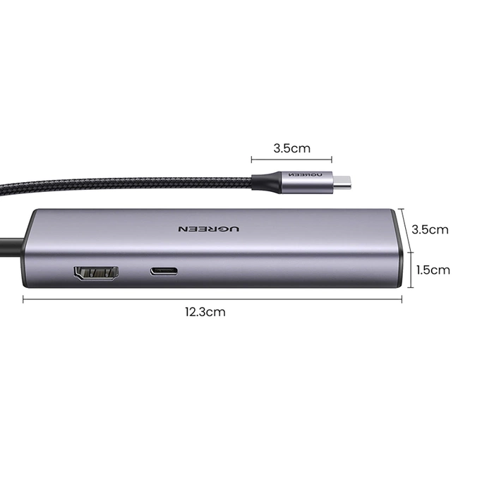 Adapter Hub UGREEN, USB-C do 2x USB 3.0, HDMI, RJ45, SD/TF 90568