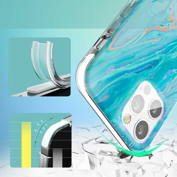 Kingxbar Watercolour Series kolorowe etui do iPhone 12 Pro Max różowo-zielony