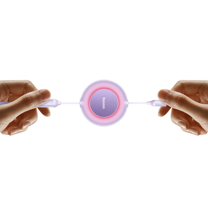 Baseus Bright Mirror 2 zwijany kabel przewód 3w1 USB Typ A - micro USB + Lightning + USB Typ C 66W 1.1m fioletowy (CAMJ010105)