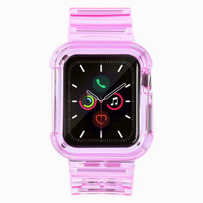 Strap Light Set silikonowa opaska pasek bransoleta bransoletka etui do zegarka Watch 6 40mm / Watch 5 40mm / Watch 4 40mm / Watch SE 40mm czerwony