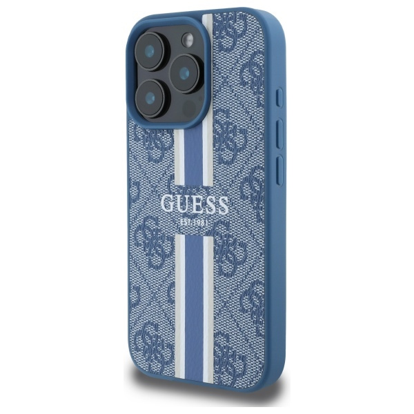 Etui Guess iPhone 16 Pro Max niebieski/blue MagSafe 4G Printed Stripes