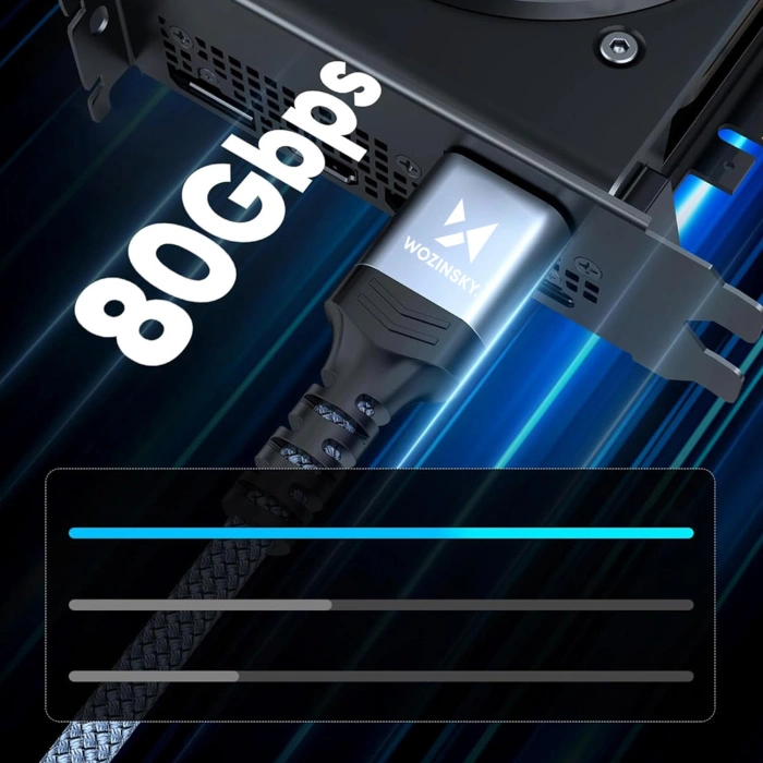 Kabel Wozinsky WPS-16AYL2S DisplayPort 2.1 Certyfikowany VESA 80 Gb/s 16K@60Hz 8K@120Hz 4K@240Hz HDR HDCP DSC 2m - czarny