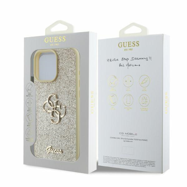 Etui Guess iPhone 16 Pro Max 6,9" złoty/gold HC Fixed Glitter Big 4G