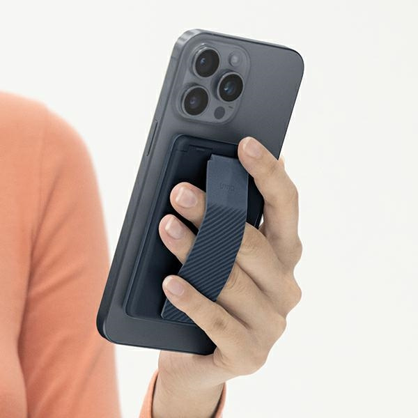 UNIQ Heldro ID magnetyczny portfel z podpórką i opaską granatowy/navy (storm blue)