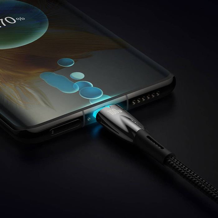 Baseus Glimmer Series kabel z szybkim ładowaniem USB-C 480Mb/s PD 100W 2m czarny
