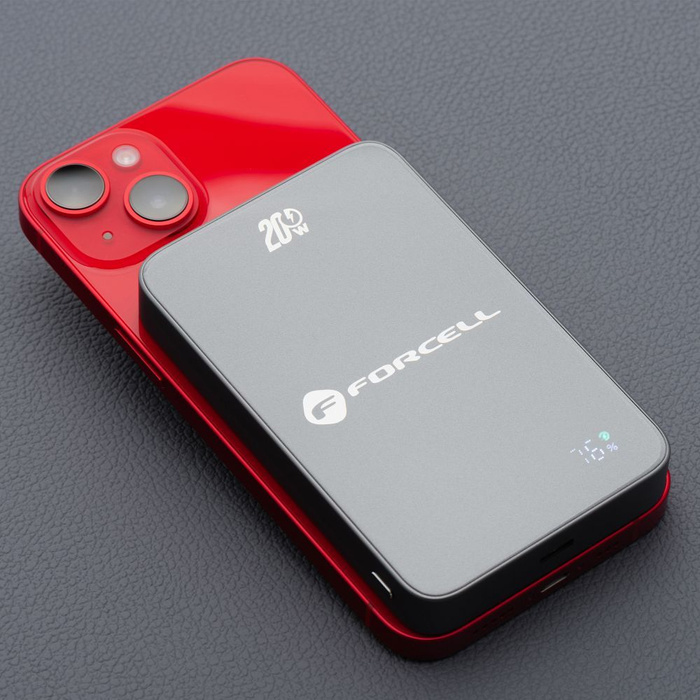 Powerbank zgodny z MagSafe Forcell F-Energy SuperSlim F10K8 QC4.0 PD3.0 15W 10000 mAh szary 0INT