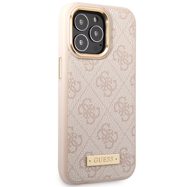 Etui Guess GUHMP14XU4GPRP iPhone 14 Pro Max 6,7" różowy/pink hard case 4G Logo Plate MagSafe Case