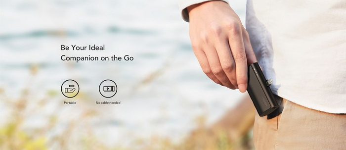 VEGER powerbank 5000 mAh z wbudowanym złączem Lightning PD QC3.0 3A 20W PlugOn (W0556P) czarny