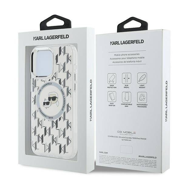 Karl Lagerfeld KLHMP15LHMCKMHT iPhone 15 Pro 6.1" przezroczysty/transparent IML Monogram Karl&Choupette Head MagSafe