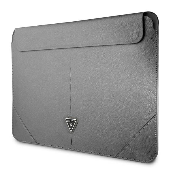 Etui GUESS Laptop 13 14 Sleeve Saffiano Triangle Logo Srebrny Case