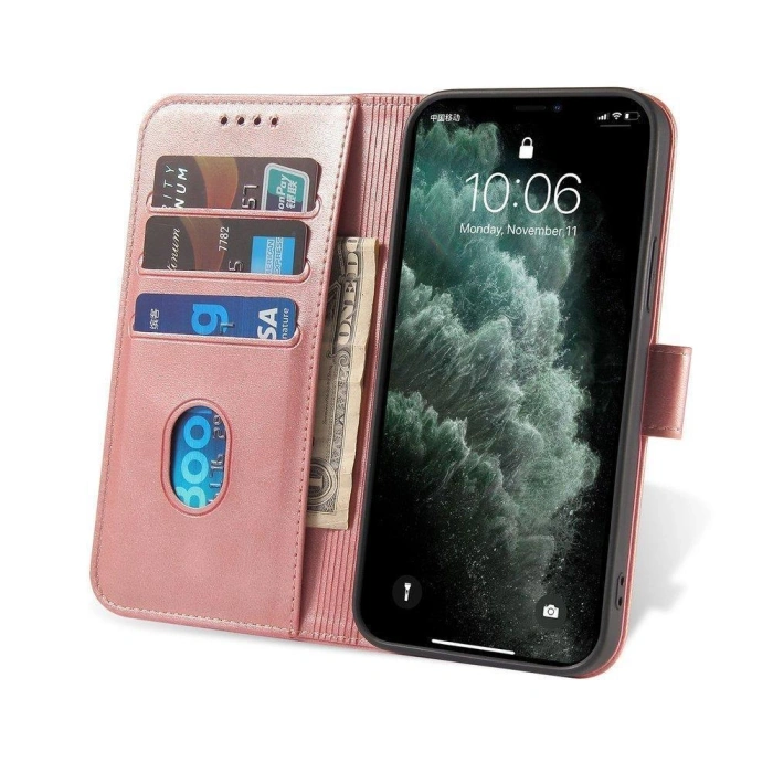 Magnet Case elegancki futerał etui pokrowiec z klapką i funkcją podstawki Xiaomi Redmi Note 11 Pro 5G / 11 Pro różowy
