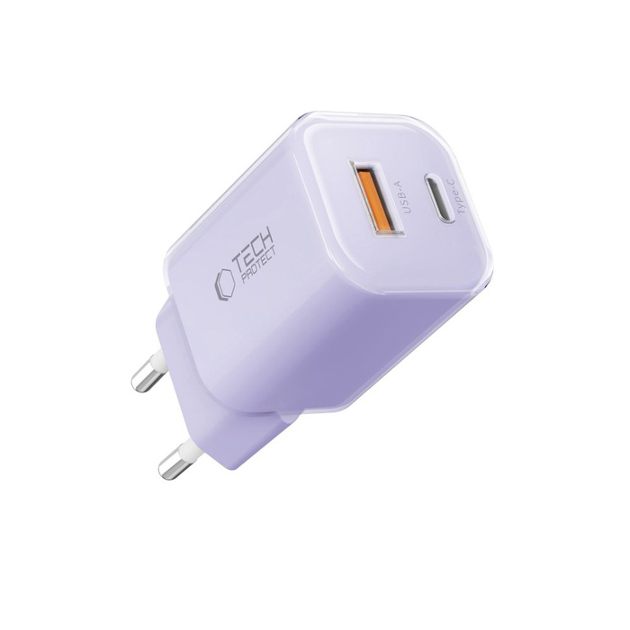 TECH-PROTECT NCM33 2-PORT NETWORK CHARGER PD 33W / QC3.0 BABY PURPLE