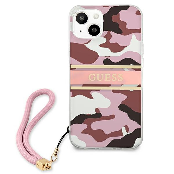 Etui GUESS Apple iPhone 13 Camo Strap Collection Różowy Hardcase