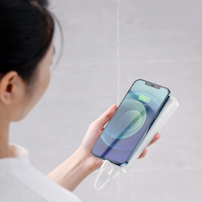 Baseus Bipow powerbank z szybkim ładowaniem 30000mAh 20W biały (Overseas Edition) + kabel USB-A - Micro USB 0.25m biały (PPBD050402)