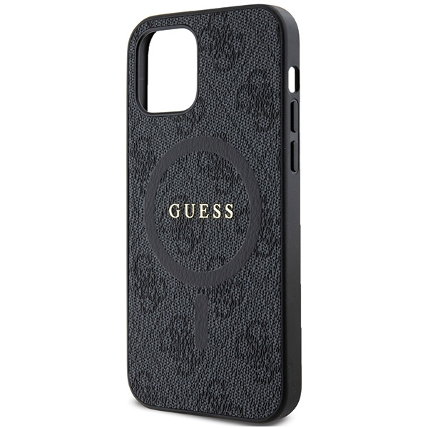 Etui Guess GUHMP12MG4GFRK iPhone 12/12 Pro 6.1" czarny/black hardcase 4G Collection Leather Metal Logo MagSafe Case