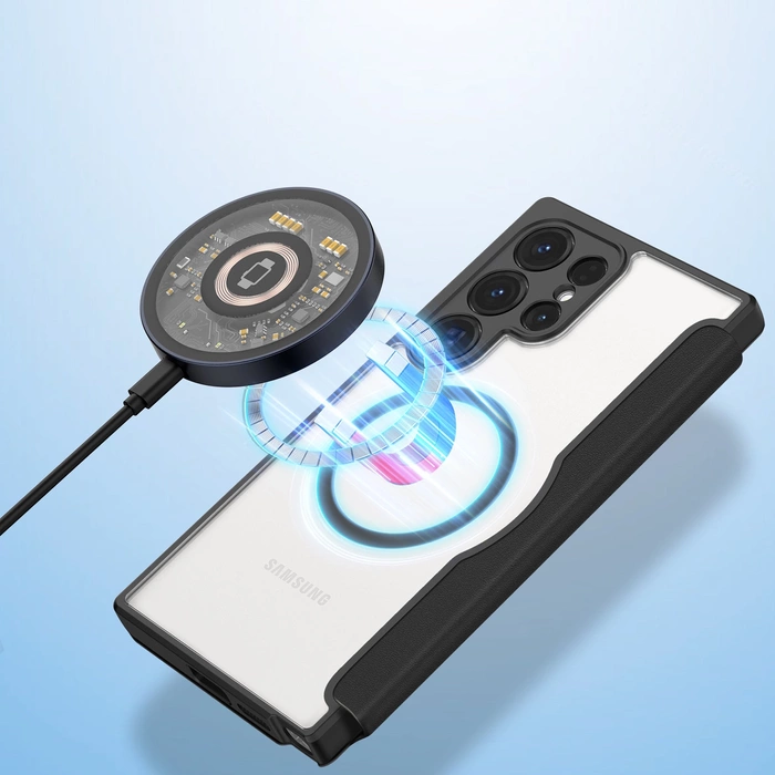 Etui Dux Ducis Skin X Pro do Samsung Galaxy S24 Ultra z magnetycznym ringiem i klapką - czarne