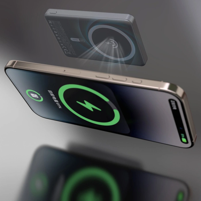 Powerbank Dudao K28 10000mAh PD 22.5W z MagSafe z metalową obudową i pierścieniem-podstawką - szary