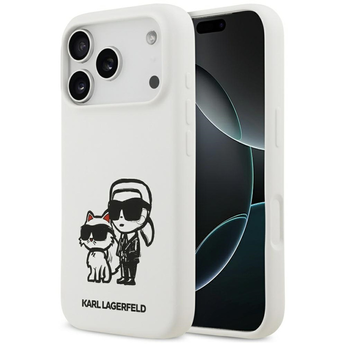 Etui Karl Lagerfeld Silicone K&C Sketch  & Logo MagSafe do iPhone 17 Pro biały