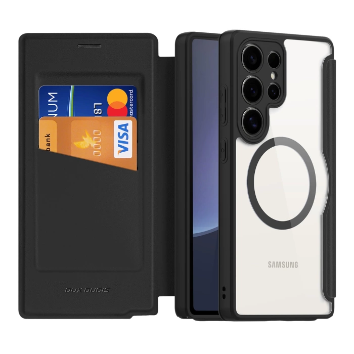 Etui Dux Ducis Skin X Pro na Samsung Galaxy S25 Ultra z MagSafe i portfelem - czarne