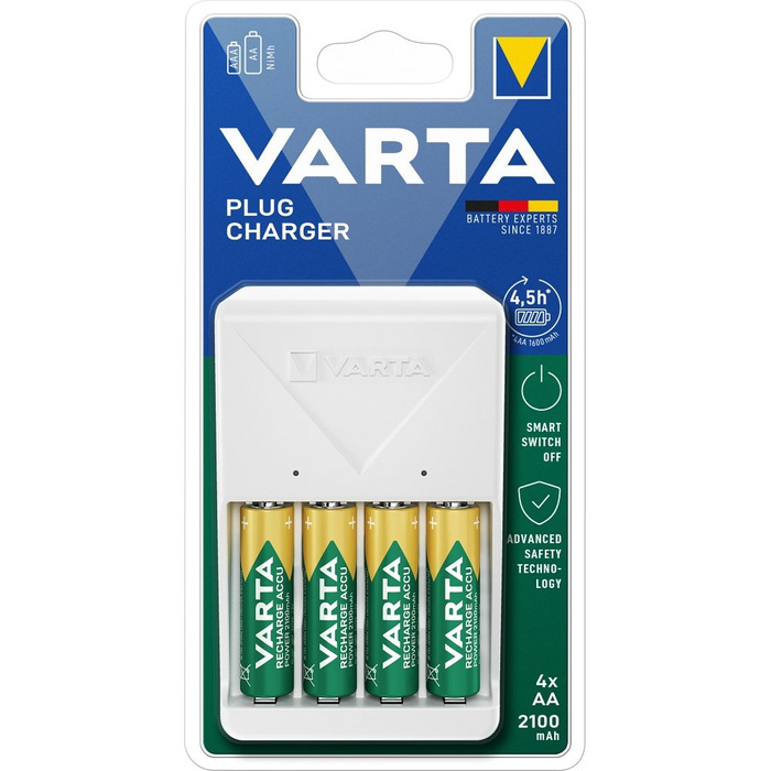 VARTA ładowarka PLUG CHARGER 57657 + 4 x bateria akumulatorowa R6 (AA) 2100mAh