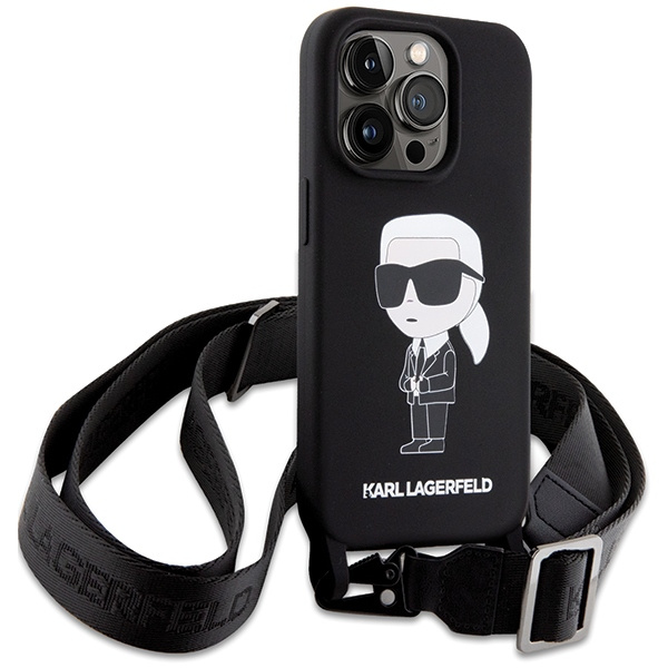 Etui Karl Lagerfeld KLHCP15LSCBSKNK iPhone 15 Pro 6.1" hardcase czarny/black Crossbody Silicone Ikonik Case