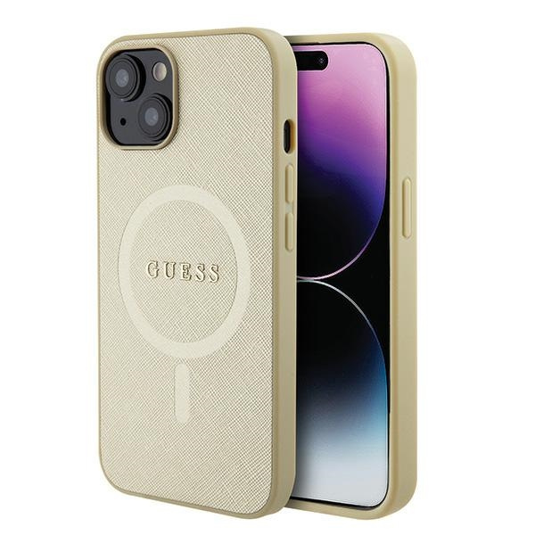 Etui Guess GUHMP15SPSAHMCB iPhone 15 6.1" złoty/gold hardcase Saffiano MagSafe Case