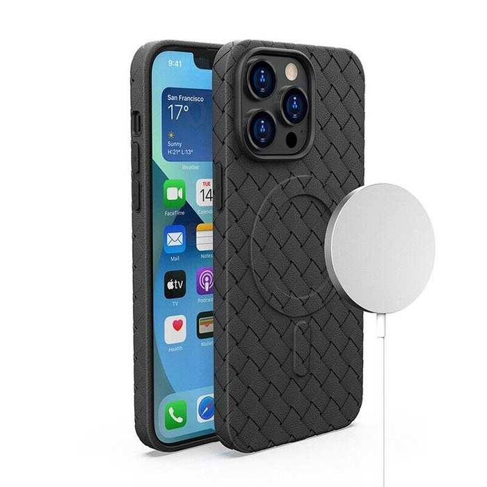 Etui Plecione etui MagSafe Woven Case do iPhone 15 - czarne Case