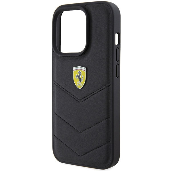 Etui Ferrari FEHCP15LRDUK iPhone 15 Pro 6.1" czarny/black hardcase Quilted Metal Logo Case
