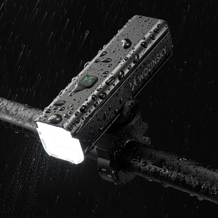 Zestaw lampek rowerowych Wozinsky WSBLB3 przednia (1000 lm) USB-C i tylna USB micro  - czarny