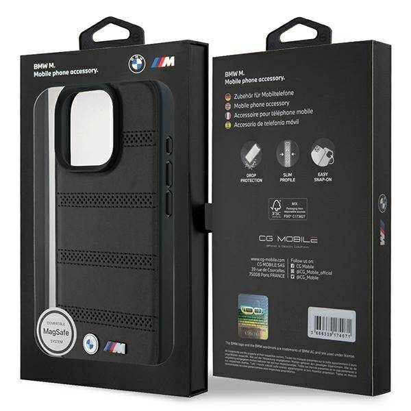 Etui BMW iPhone 16 Pro 6.3" czarny/black hardcase M Perforated And Stitched Line MagSafe