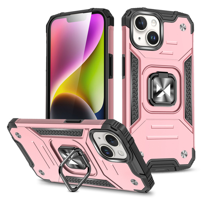 Etui Pancerne etui z uchwytem na palec do iPhone 15 Wozinsky Ring Armor - różowe złoto Case