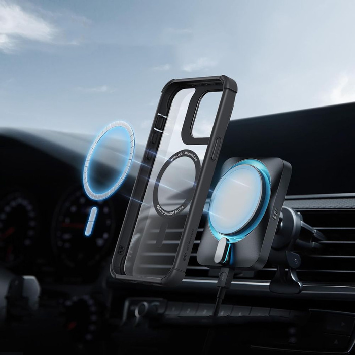 Etui Esr Armor Tough Kickstand Halolock Magsafe iPhone 15 Pro Clear/black Case