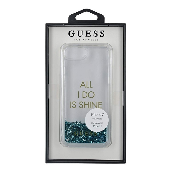 Etui GUESS Apple iPhone 6 7 8 SE 2020 Liquid Glitter Party Niebieski Hardcase