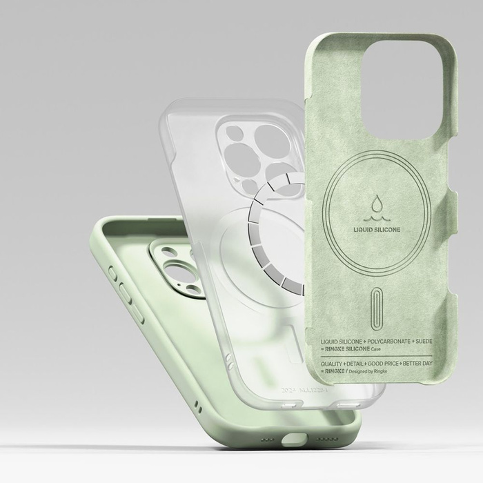 Etui RINGKE SILICONE MAGNETIC MAGSAFE IPHONE 16 PRO SOFT MINT