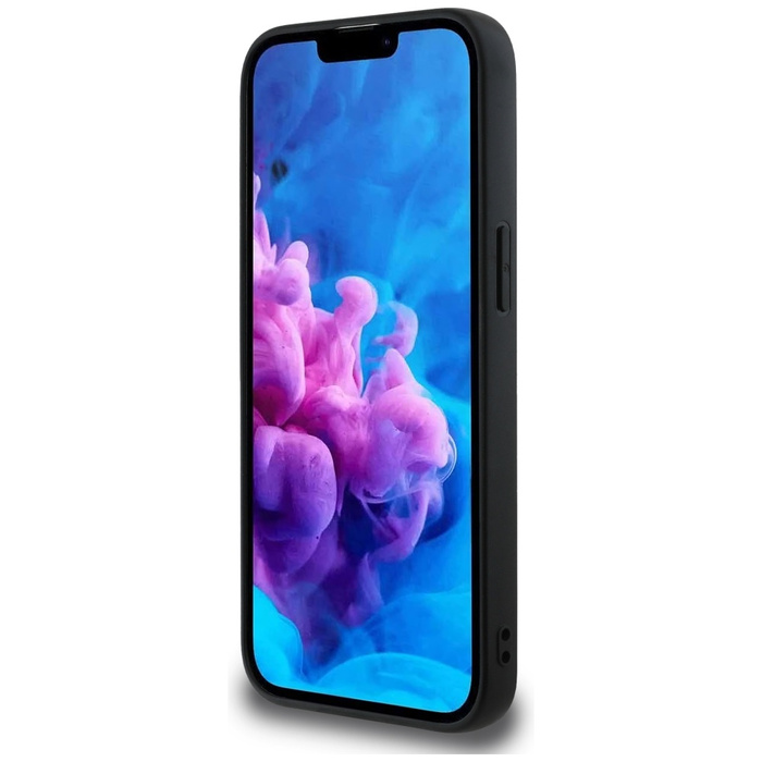 Etui Guess Grained Triangle MagSafe do   iPhone 16e czarny