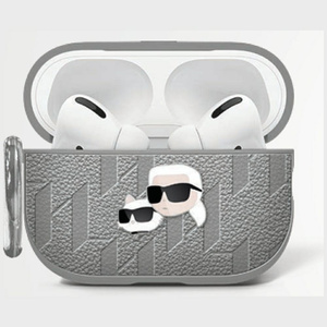 Etui Karl Lagerfeld Monogram Karl & Choupette Head do AirPods 4 srebrny