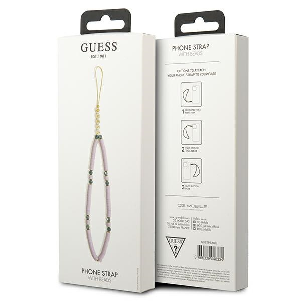 Zawieszka GUESS Phone Strap Heishi Beads Liliowy Fioletowy