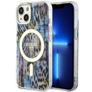 Etui Guess GUHMP14SHLEOPWB iPhone 14 6.1" niebieski/blue hardcase Leopard MagSafe Case