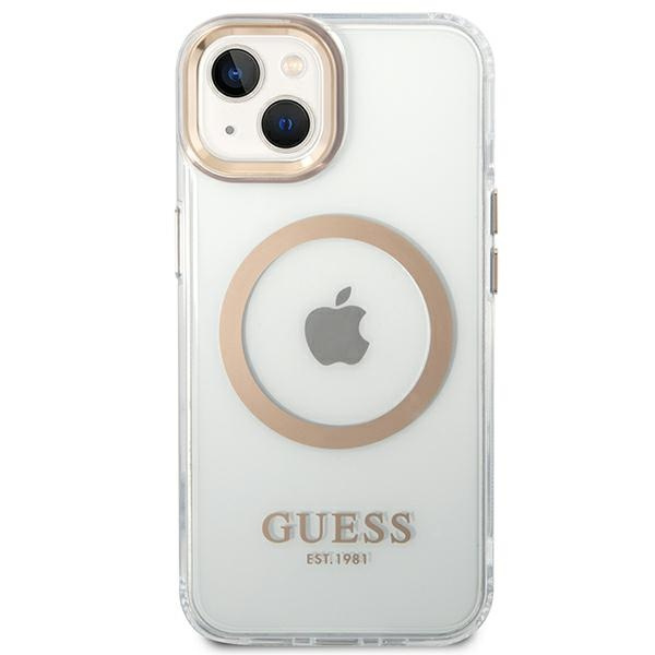 Etui GUESS Apple iPhone 14 Metal Outline Magsafe Złoty Hardcase