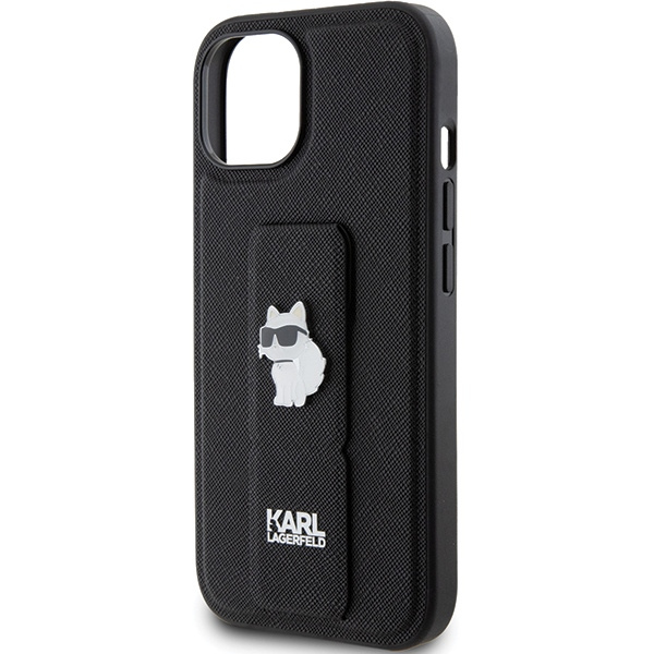 Etui Karl Lagerfeld KLHCP15MGSACHPK iPhone 15 Plus 6.7" czarny/black hardcase Gripstand Saffiano Choupette Pins Case