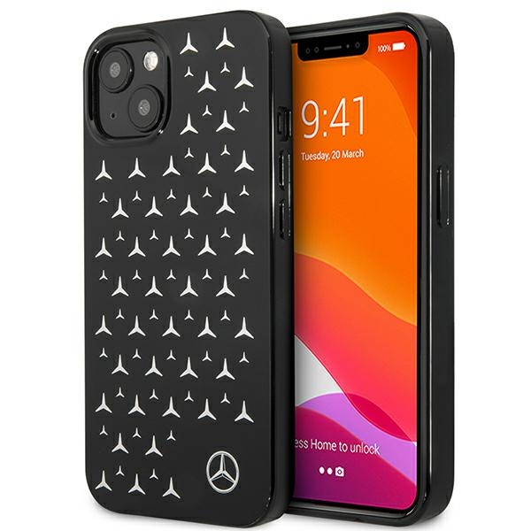 Etui MERCEDES Apple iPhone 13 Mini Silver Stars Pattern Czarny Hardcase